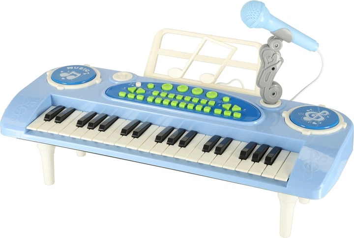 Keyboard muzyczny dla dzieci KIK z mikrofonem i statywem Niebieski KX3041 (5903039767676) - obraz 3