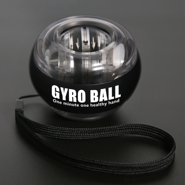 Мяч-гироскоп для укрепления кисти тренажер Gyro Ball прозрачный с черным - изображение 6