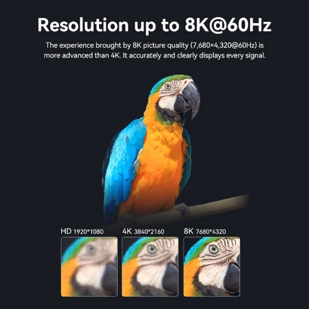 Кабель Vention HDMI M - M, 60.0 м, V2.1, Optical 8K 60Гц 48Gbps Dolby 7.1 TPE Black Zinc Alloy Type (ALBBAE) - зображення 6