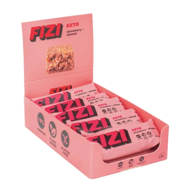 Батончики протеиновые FIZI Keto Protein Bar 10x45g Strawberry + Almond (1086-2022-10-2478) - Фото 1 Батончики протеиновые FIZI Keto Protein Bar 10x45g Strawberry + Almond (1086-2022-10-2478) - изображение 1