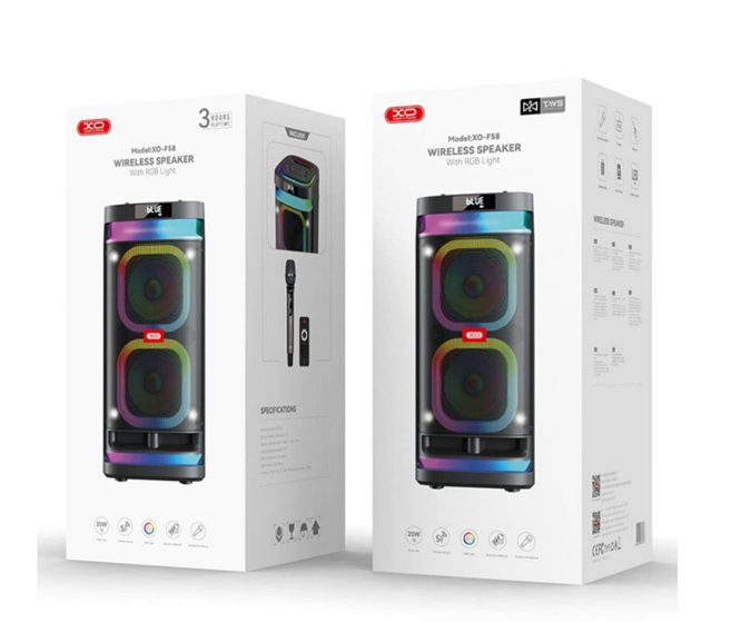 Портативная колонка беспроводная XO F58 Bluetooth радиомикрофон с пультом USB TWS с караоке 40 Вт Черный - Фото 5 Портативная колонка беспроводная XO F58 Bluetooth радиомикрофон с пультом USB TWS с караоке 40 Вт Черный - изображение 5