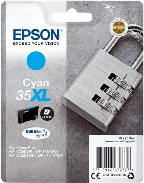 Картридж Epson 35XL DURABrite Ultra Cyan (C13T35924010) - зображення 1