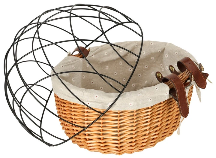 Kosz rowerowy Ikonka wiklinowy z metalową kratką transporter dla kota lub psa KX3947 (5903039748187) - obraz 5