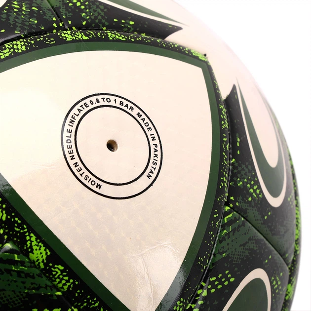Мяч футбольный №5 20 панелей машинная сшивка термосклеивание полиуретан HYBRID SOCCER STAR TO-TOWN белый-зеленый FB-4491 - изображение 4