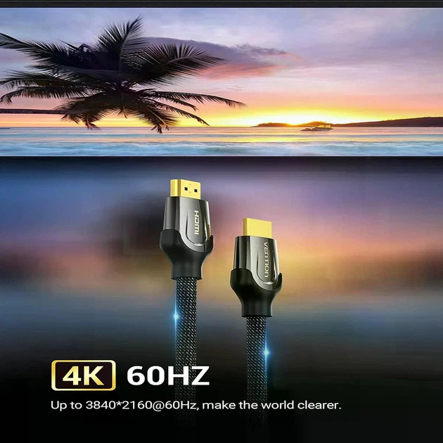 Кабель відео Vention HDMI 2.0 4K-60Hz 3D 0.75 м Black (VAA-B05-B075) - Фото 2 Кабель відео Vention HDMI 2.0 4K-60Hz 3D 0.75 м Black (VAA-B05-B075) - зображення 2