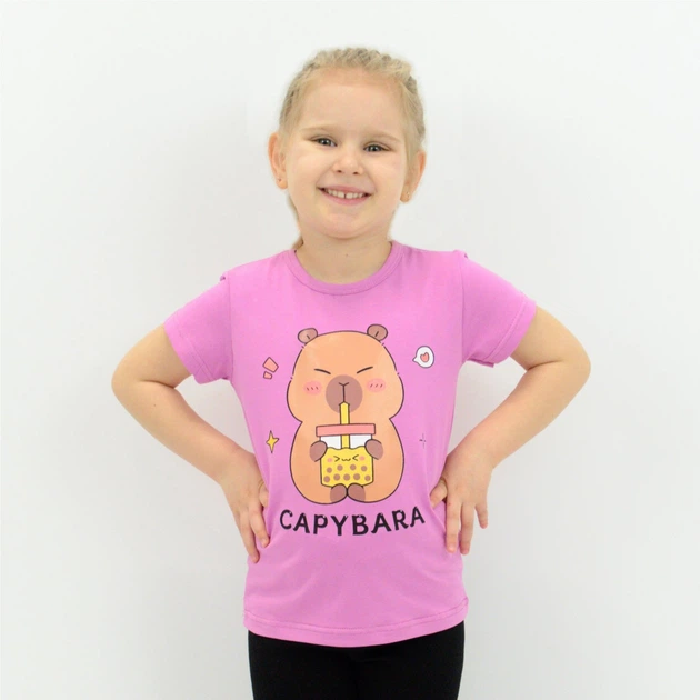 Футболка для дівчинки стрейч-кулір Capybara 2255-452 56 92 см - 98 см Бузкова - зображення 2