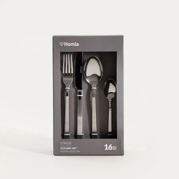 Набір столових приборів Homla Stride рифлений срібний 16 шт (5906496763809) - зображення 2