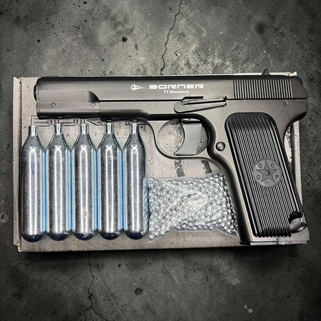 Пневматичний пістолет Borner TT Blowback + 500 кульок та 5 балонів - Фото 2 Пневматичний пістолет Borner TT Blowback + 500 кульок та 5 балонів - изображение 2