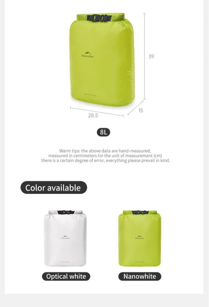 Гермомешок Naturehike CNK2550XB012 8 л Белый (6977465868367) - изображение 5