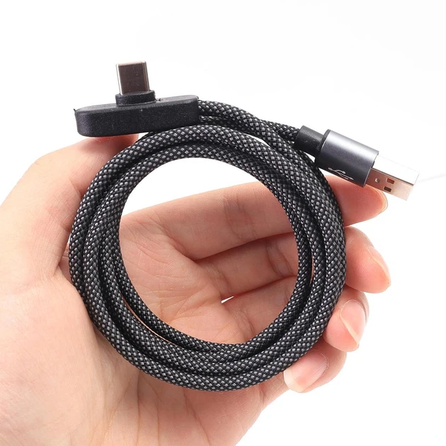 Кабель заряджання кутовий Type C / USB 1 метр графітовий G1033A1 - Фото 6 Кабель заряджання кутовий Type C / USB 1 метр графітовий G1033A1 - зображення 6