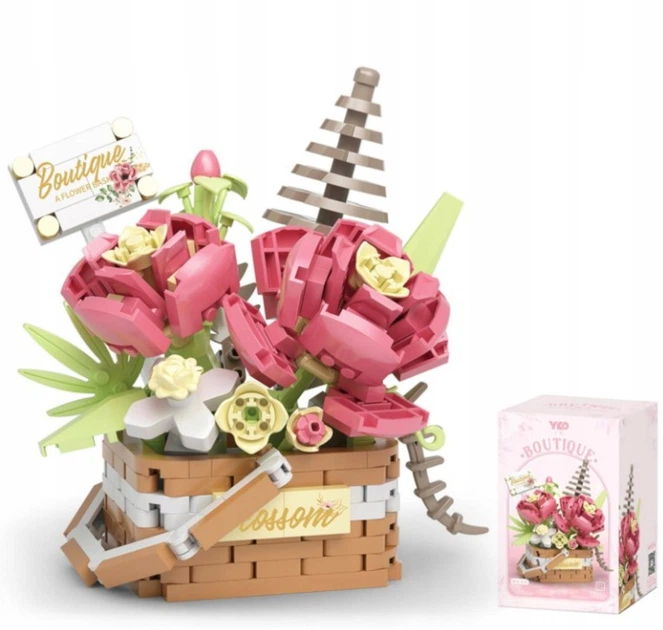Конструктор No Brand Pink Tenderness Flower Basket 395 деталей Різнокольоровий (2104619291) - изображение 4