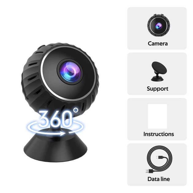 Відеокамера RIAS P7-W8 Mini Wi-Fi Full HD з нічним баченням та круговим оглядом Black (3_08014) - зображення 7