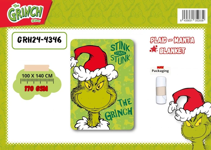 Дитячий флісовий плед Grinch Грінч - викрадач Різдва 100х140 см, Принт 698 - зображення 2