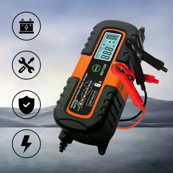 Зарядний пристрій Zenwire JMD-6S 6V/12V 6A з LCD дисплеєм, інтелектуальна зарядка для автомобільних АКБ AGM GEL WET з функцією відновлення - изображение 3