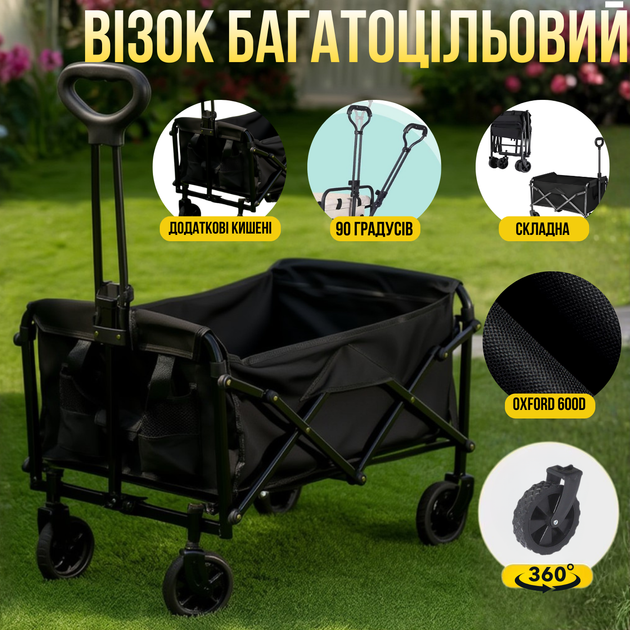 Комплект тележка с столешницей 87х54 см складные для перевозки вещей,многоцелевая для походов в магазин,кемиинга,объём 67 л ERK-501-TP002_90*55 - изображение 4
