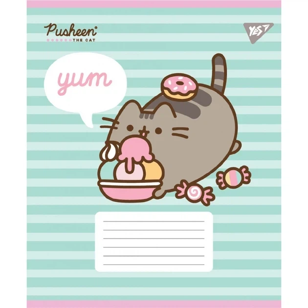 Зошит учнівський шкільний Yes Pusheen Candy А5 12 аркушів коса лінія - Фото 2 Зошит учнівський шкільний Yes Pusheen Candy А5 12 аркушів коса лінія - изображение 2