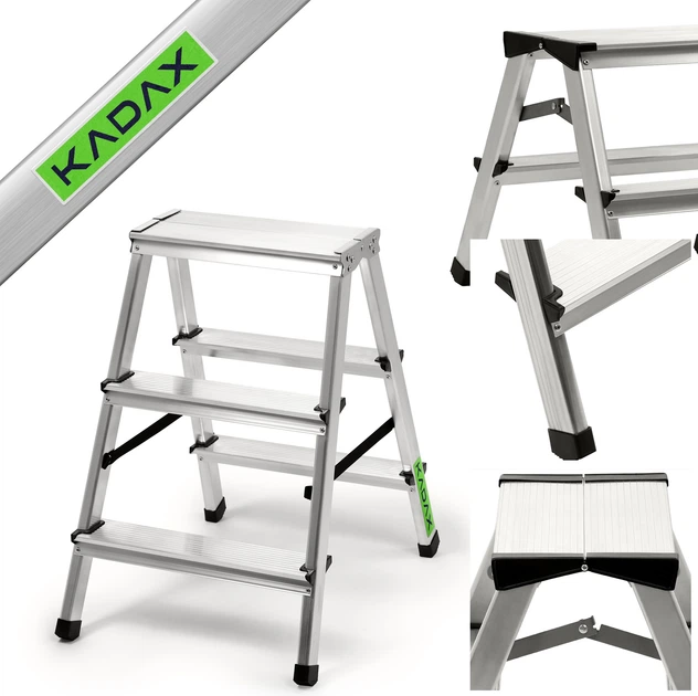 Drabina aluminiowa Kadax Musko z podestem 3 stopnie 125 kg K4417 (5903699435045) - obraz 4