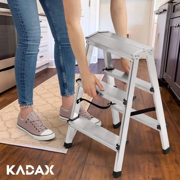 Drabina aluminiowa Kadax Musko z podestem 3 stopnie 125 kg K4417 (5903699435045) - obraz 7