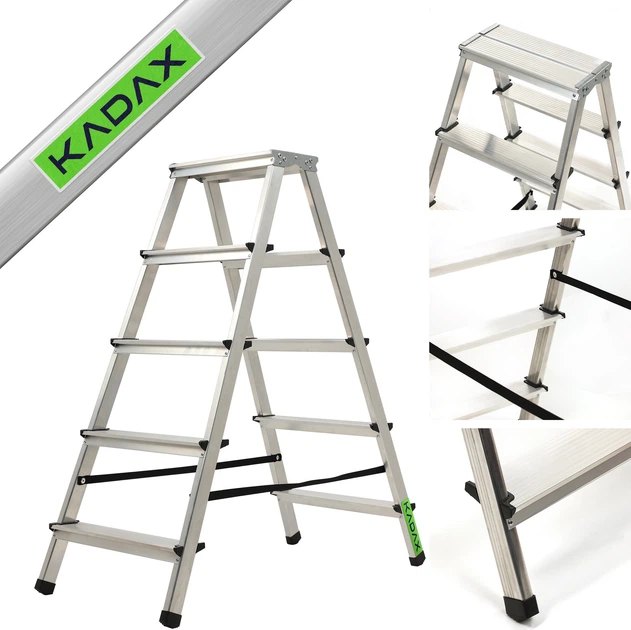 Drabina aluminiowa Kadax Molde z podestem 5 stopni 125 kg K4423 (5903699435106) - obraz 2