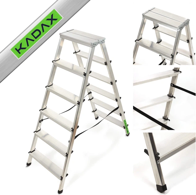 Drabina aluminiowa Kadax Molde z podestem 6 stopni 125 kg K4424 (5903699435113) - obraz 2