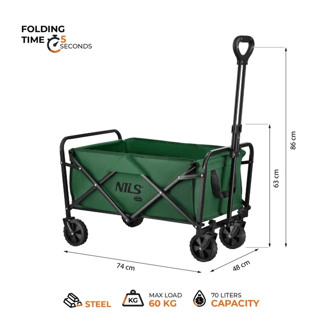 Туристичний візок Nils Camp NC4306 70 л Зелений 15-03-522 (5908261688263) - зображення 3