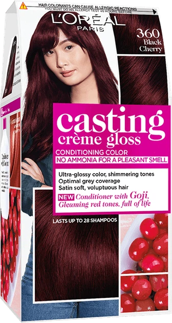 Фарба догляд для волосся L'Oreal Paris Casting Creme Gloss № 360 "Чорна Вишня" - Фото 1 Фарба догляд для волосся L'Oreal Paris Casting Creme Gloss № 360 "Чорна Вишня" - зображення 1