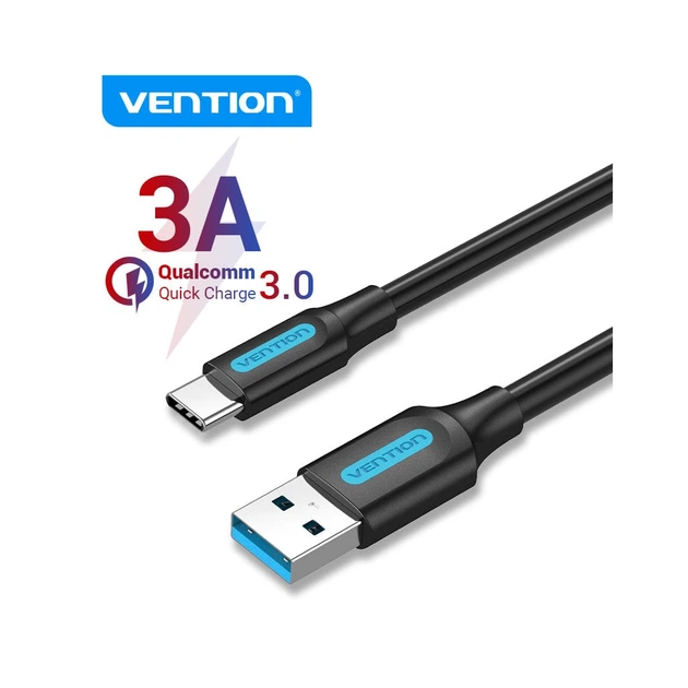 Дата кабель USB 3.0 AM to USB-C 1.5m black Vention (COZBG) - зображення 3