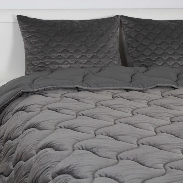 Ковдра ТЕП. Velour темно-сіре зимове-150х210 - Фото 4 Ковдра ТЕП. Velour темно-сіре зимове-150х210 - зображення 4