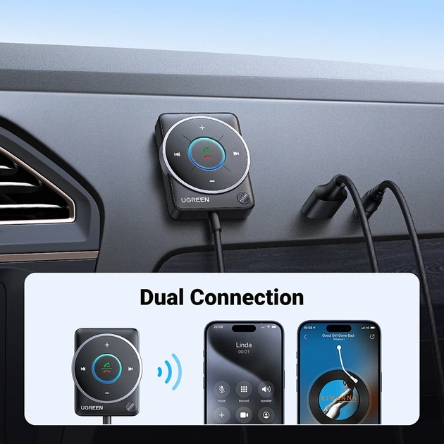 Ресивер Bluetooth UGREEN CM723 Bluetooth Receiver Audio Adapter, BT5.4, USB, AUX, 1.5m, Black - Фото 9 Ресивер Bluetooth UGREEN CM723 Bluetooth Receiver Audio Adapter, BT5.4, USB, AUX, 1.5m, Black - изображение 9