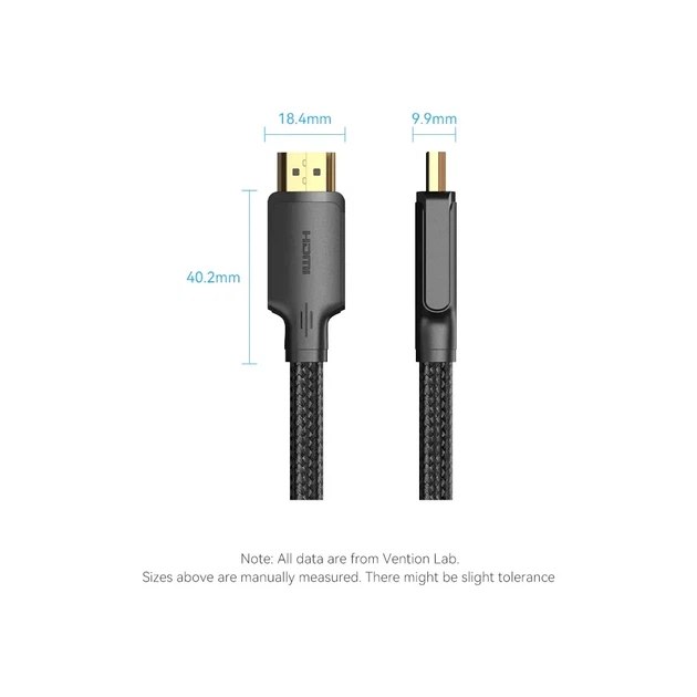 Кабель мультимедійний HDMI M to HDMI M 5.0m 4K60Hz cotton braided black Vention (ALLBJ) - зображення 7