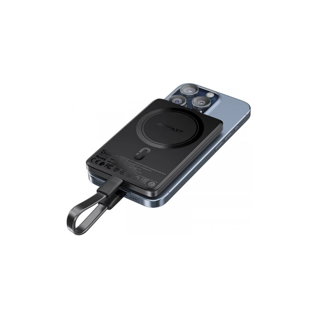 Батарея універсальна Acefast Magnetic Wireless 5000mAh 18W PD, QC/3.0, QI 7.5W, ультра тонкий, M8 Bllack (6974316283386) - зображення 4