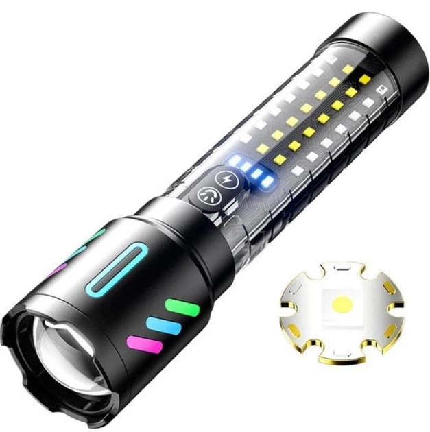 Потужний аккумуляторний ліхтар Coba CB-519D 3000 лм, ручний LED ліхтар з оптичним зумом, 5 режимів, аккумулятор 26650 5500 мАг, водонепроникний ліхтар IP68 для туризму, риболовлі та кемпінгу - Фото 6 Потужний аккумуляторний ліхтар Coba CB-519D 3000 лм, ручний LED ліхтар з оптичним зумом, 5 режимів, аккумулятор 26650 5500 мАг, водонепроникний ліхтар IP68 для туризму, риболовлі та кемпінгу - зображення 6