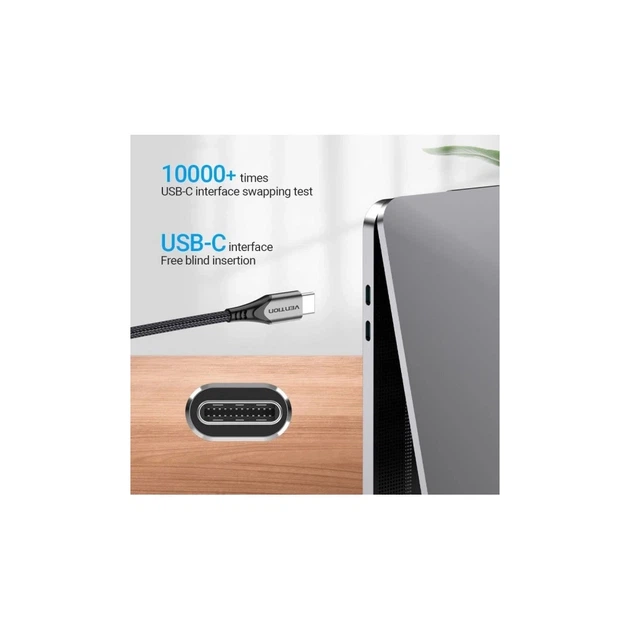 Дата кабель USB-C to USB-C 2.0m aluminum gray Vention (TADHH) - зображення 2