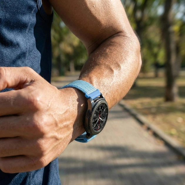 Ремінець BeCover Nylon Style для Amazfit Stratos (22mm) 1/2/2S/3/GTR 2/GTR 47mm/GTR Lite 47mm/Nexo/Pace/GTR 3 Pro/GTR 4 Aqua Blue (715005) - зображення 3