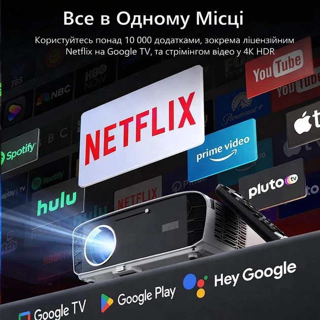 Дневной смарт проектор для фильмов 1550 ANSI Caiwei A9G Google TV Linux OS Wi-Fi Bluetooth Full HD 1080P поддержка 4K портативный LED мощный видеопроектор домашний кинотеатр для дома офиса презентаций телефона смартфона HDMI USB - изображение 3