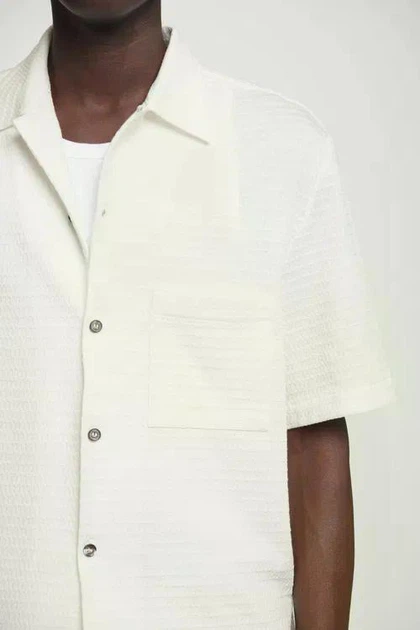 Сорочка чоловіча COS short-sleeved seersucker shirt 1222172001 XL Білий - изображение 3