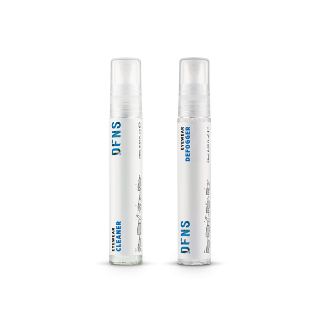 Набор по уходу за очками DFNS Cleaning & Defogging Kit 2×20 мл — очиститель + антизапотеватель - изображение 2