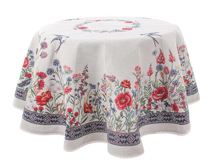 Скатертина гобелен "Chamomille" 140х140см кругла - Фото 1 Скатертина гобелен "Chamomille" 140х140см кругла - изображение 1