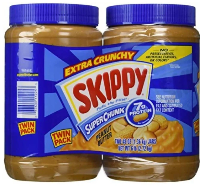 Арахісова паста Skippy Super Chunk extra Crunchy Peanut Butter подвійне паковання 2720 г - Фото 1 Арахісова паста Skippy Super Chunk extra Crunchy Peanut Butter подвійне паковання 2720 г - зображення 1