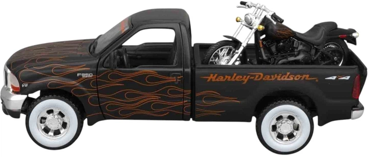 Набір моделей Maisto Ford F-350 Super Duty Pickup 1999 і мотоцикл Harley Davidson FXSTB Night Train 2002 1:24 Чорний MST32181 (090159321811) - зображення 2
