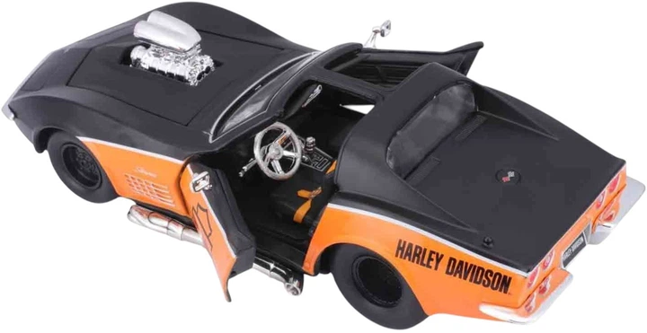 Металева модель автомобіля Maisto Harley-Davidson Edition Chevrolet Corvette 1970 1:24 Чорно-помаранчева MST32193 (090159321934) - зображення 4