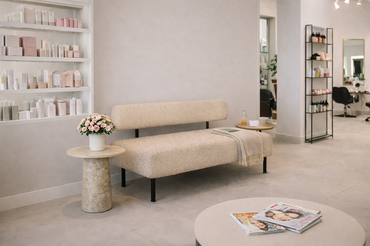 Диван компактный Tobi Sho Люмо для офиса, гостиной, студии, салона, 1500х540х750 букле Alpaca Айвори/04 - изображение 2