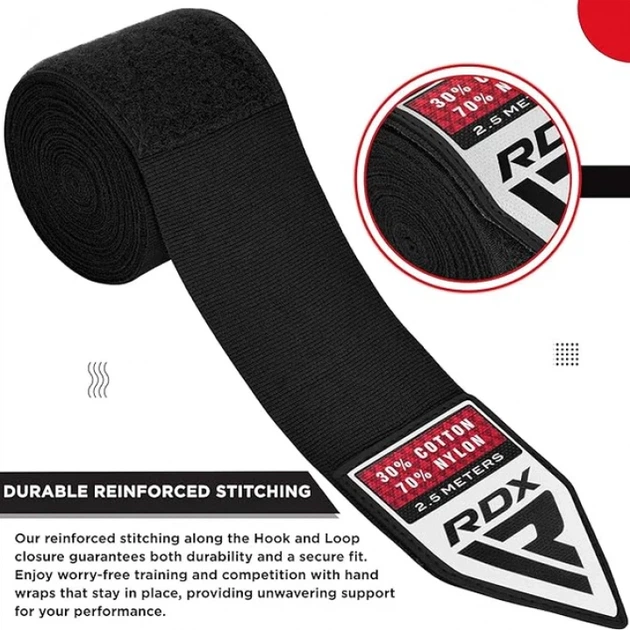 Бинти RDX RB New Professional Boxing Hand Wraps Чорний MISC (HWC-B+) - изображение 5