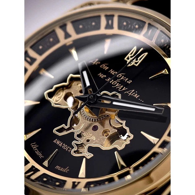 Жіночий наручний годинник Awarder 021-3D Де би не була Gold-Black-Black Leather - изображение 5