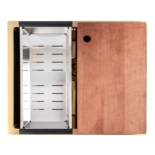 Кухонна мийка CM 54*44 PVD золото Workstation Handmade монтаж під стільницю - зображення 3