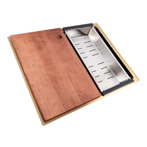 Кухонна мийка CM 54*44 PVD золото Workstation Handmade монтаж під стільницю - зображення 4