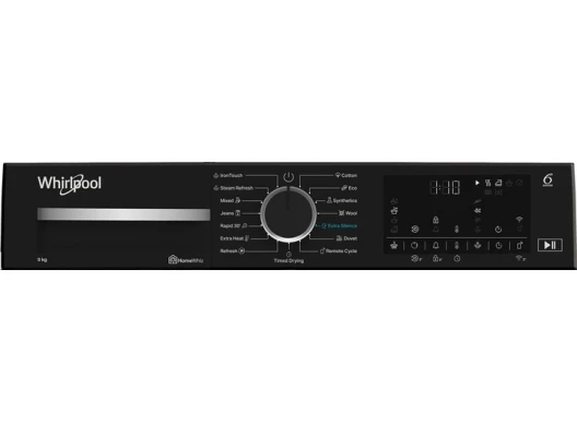Whirlpool Сушильна машина тепловий насос, 9кг, A+++, 60см, дисплей, люк чорний, білий - изображение 4