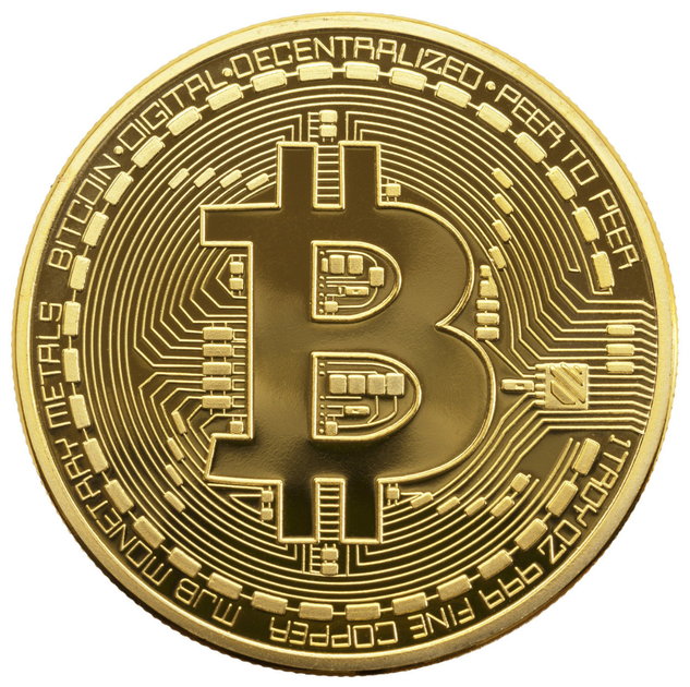 BTC Сувенірна монета Біткоїн Bitcoin без капсули колір: золото - зображення 3