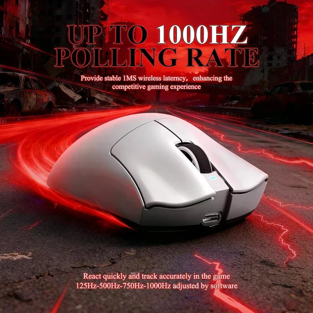 Ігрова миша ATTACK SHARK V3 PRO 55g (PAW3311, 22 000 DPI, Bluetooth/2.4G/USB-C, RGB Білий - Фото 4 Ігрова миша ATTACK SHARK V3 PRO 55g (PAW3311, 22 000 DPI, Bluetooth/2.4G/USB-C, RGB Білий - зображення 4