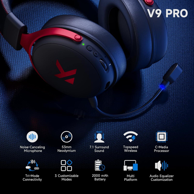 Наушники беcпроводные MCHOSE V9 Pro Black/Red - изображение 4